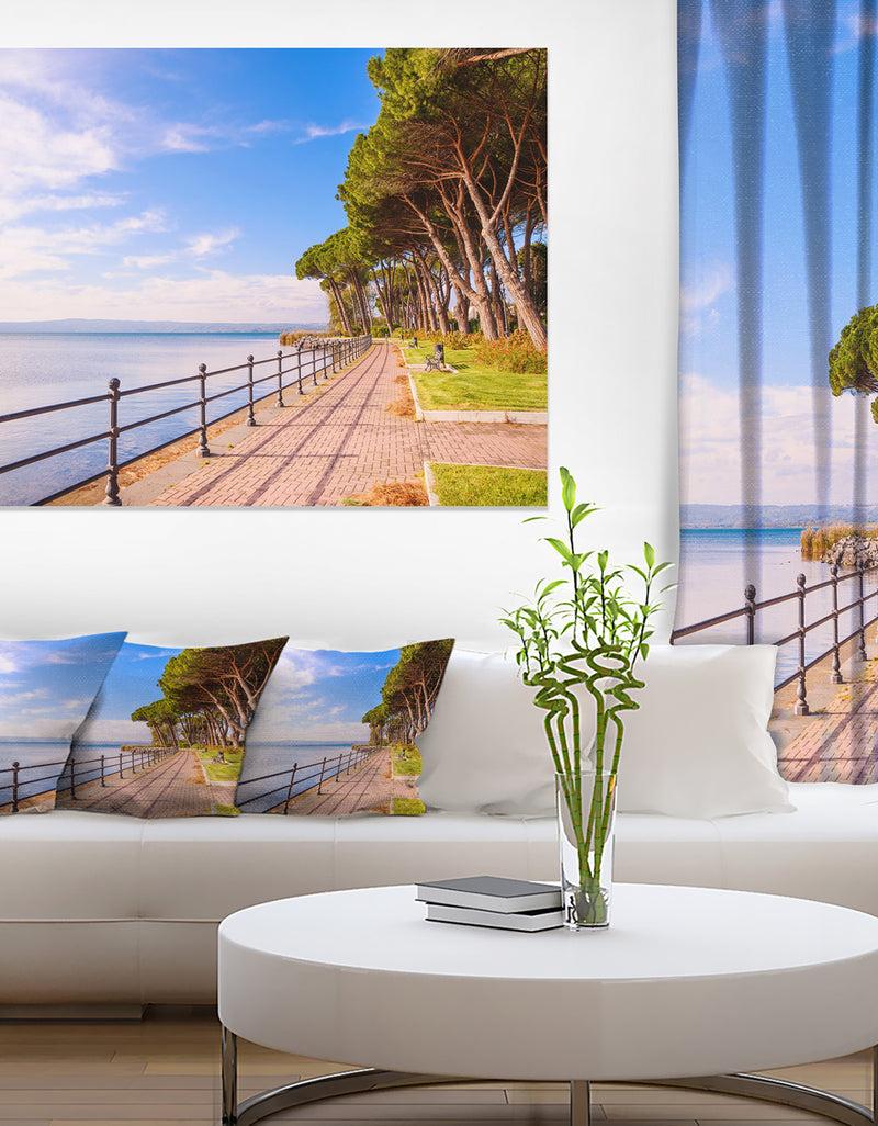 DesignQ Promenade And Pine Trees In Italy - Oversized Landscape Wall Art Print