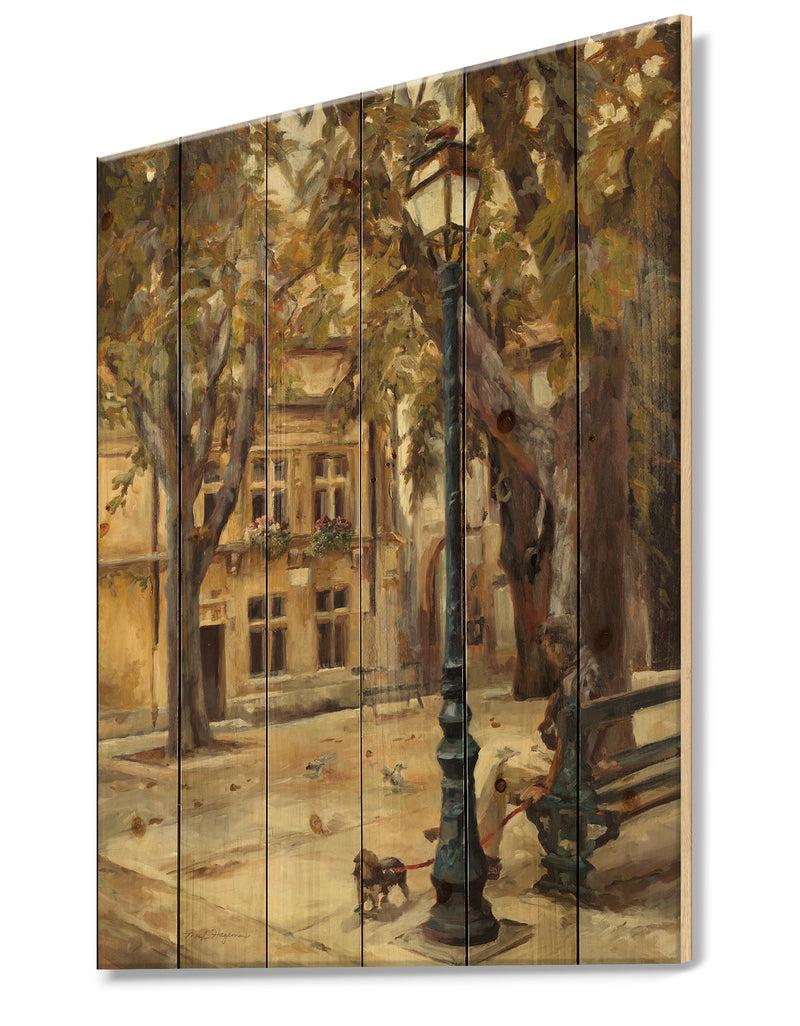 DesignQ Provence French Village II - French Country Print On Natural Pine Wood