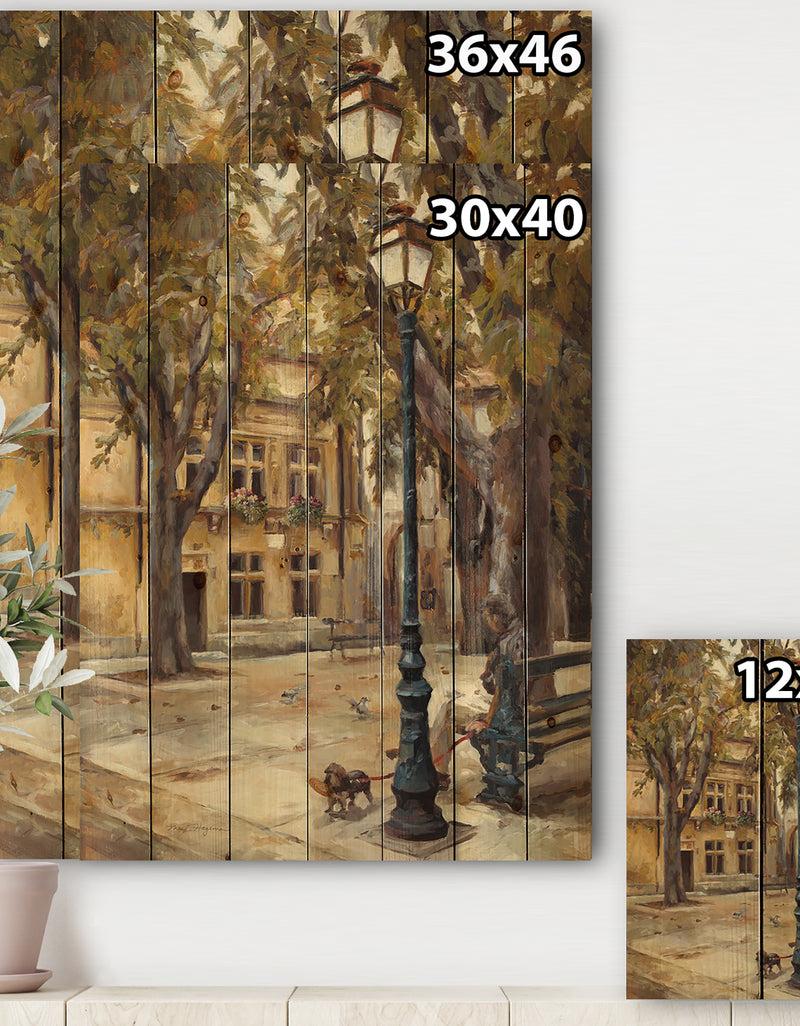 DesignQ Provence French Village II - French Country Print On Natural Pine Wood
