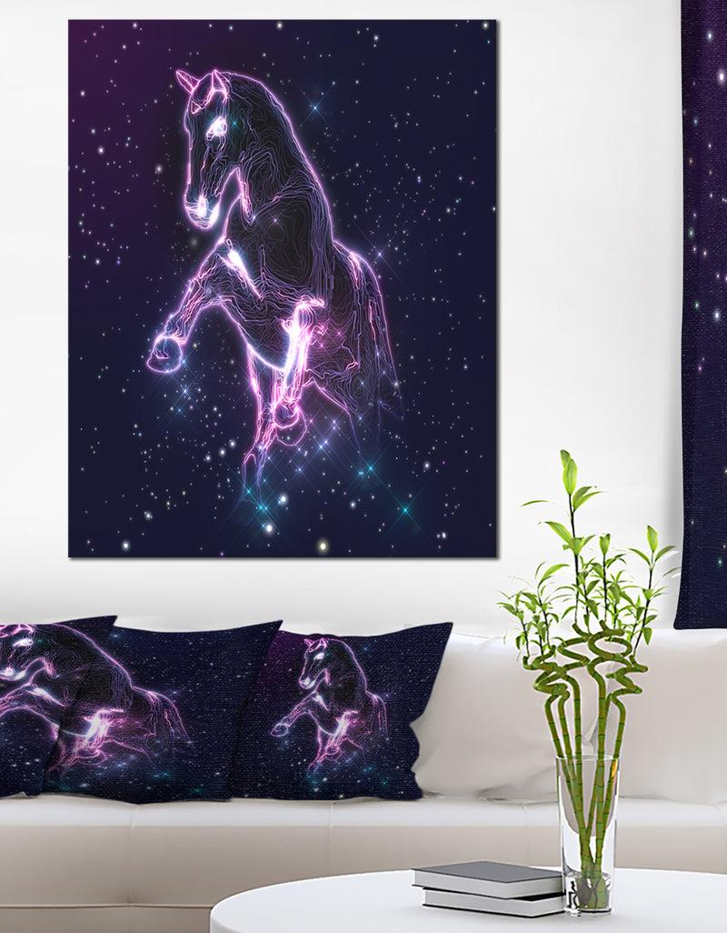 DesignQ Purple Abstract Horse - Large Animal Art On Canvas