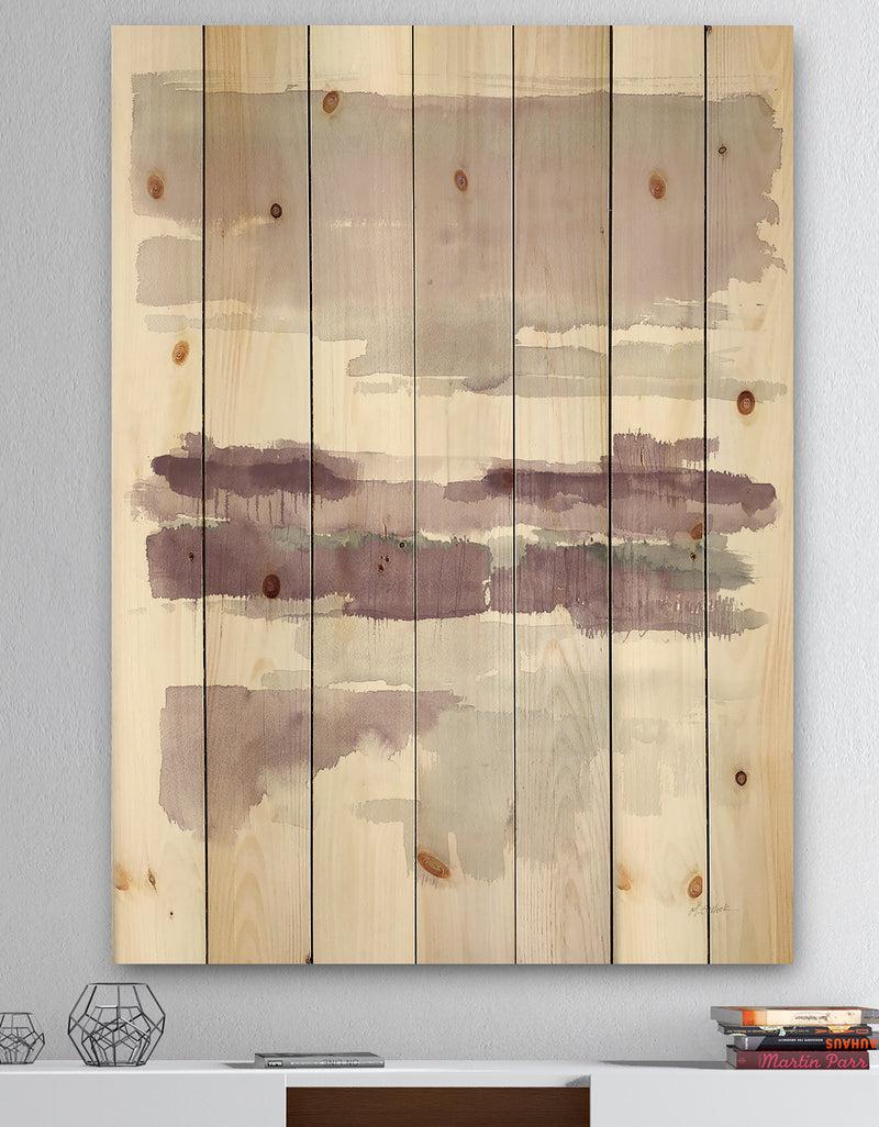 DesignQ Purple Amethyst Wetlands - Traditional Print on Natural Pine Wood