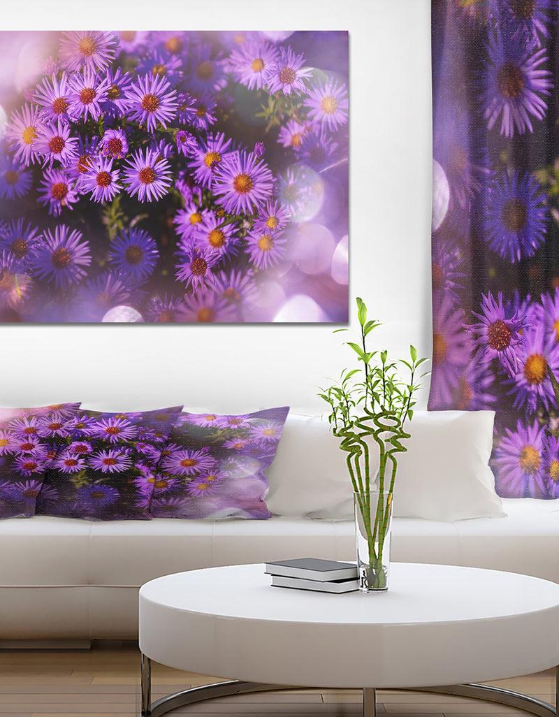 DesignQ Purple Aster Flower Photograpy Art - Floral photography on wrapped Canvas