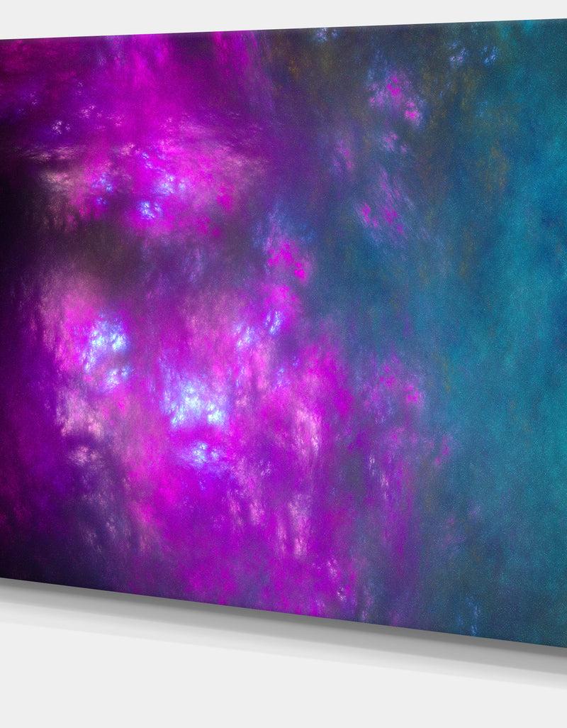 DesignQ Purple Blue Starry Fractal Sky - Abstract Artwork On Canvas