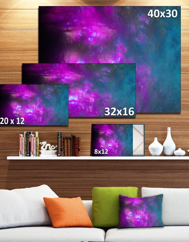 DesignQ Purple Blue Starry Fractal Sky - Abstract Artwork On Canvas