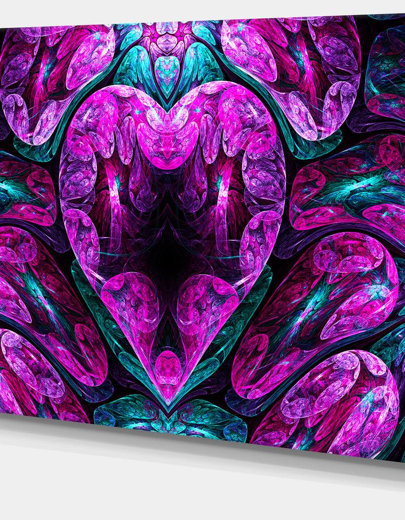 DesignQ Purple Cold Mystical Heart - Extra Large Floral Wall Art On Canvas