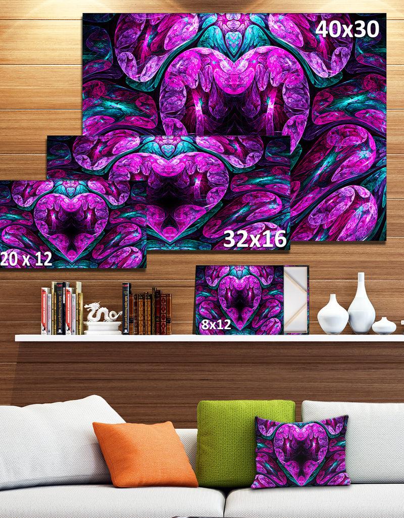 DesignQ Purple Cold Mystical Heart - Extra Large Floral Wall Art On Canvas