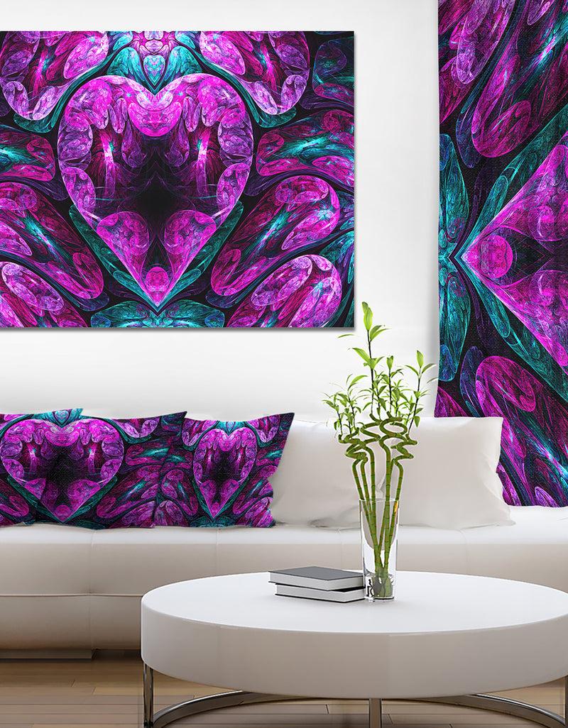 DesignQ Purple Cold Mystical Heart - Extra Large Floral Wall Art on Canvas