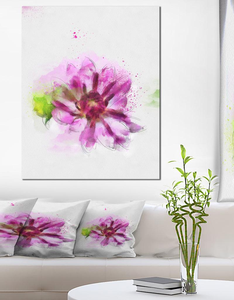 DesignQ Purple Flower with Green Leaves - Extra Large Floral Canvas Art