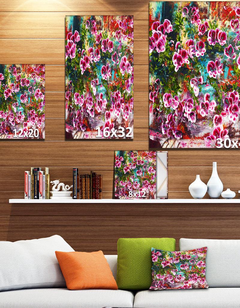 DesignQ Purple Flowers - Floral Painting Print On Wrapped Canvas