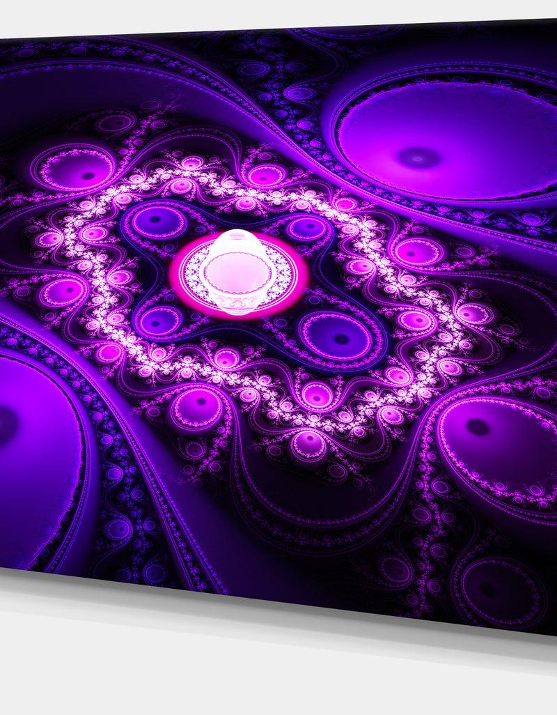 DesignQ Purple Fractal Circles And Waves - Large Wall Art On Canvas
