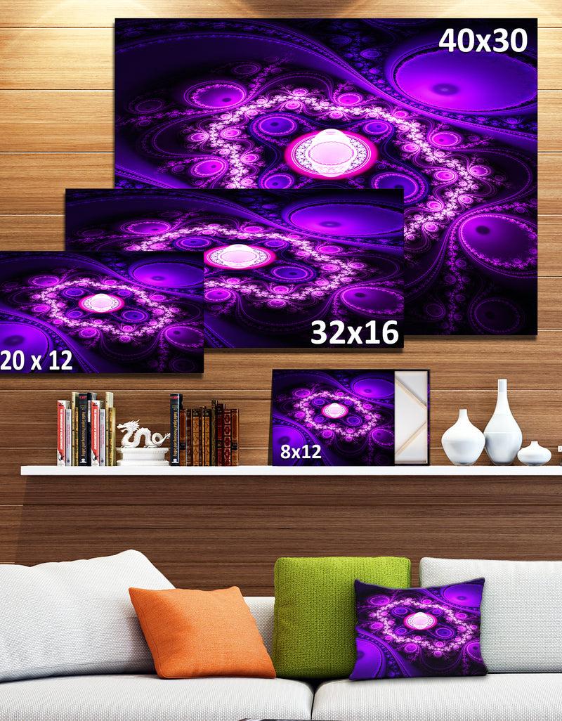 DesignQ Purple Fractal Circles And Waves - Large Wall Art On Canvas