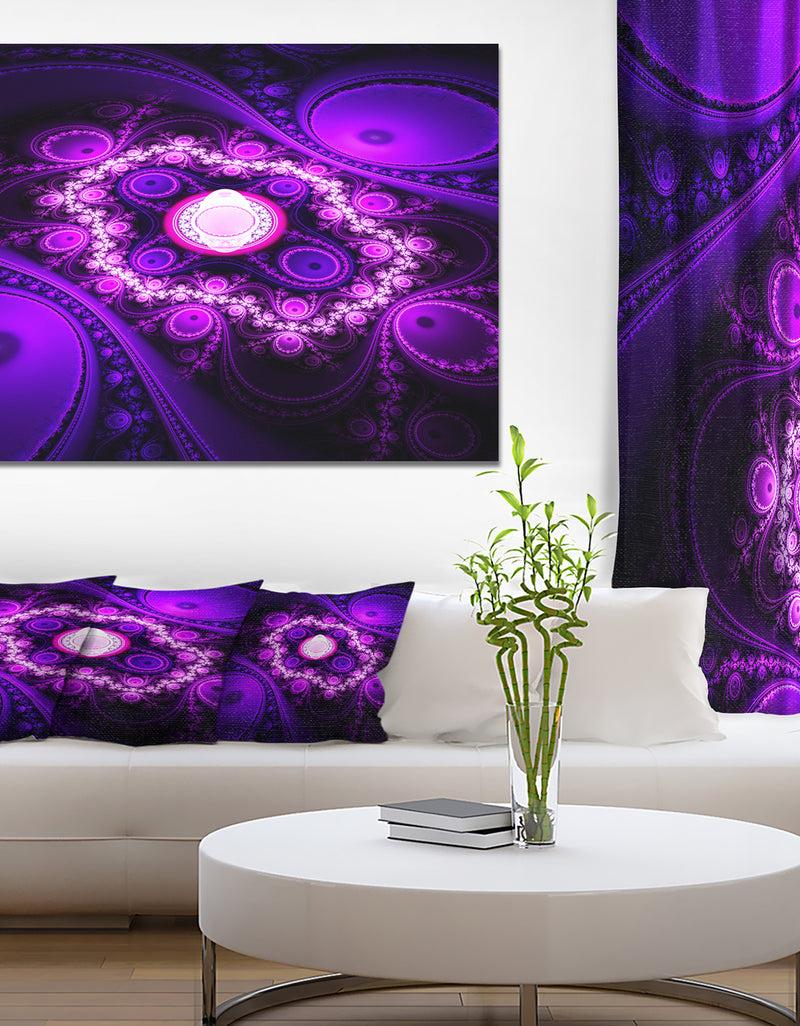 DesignQ Purple Fractal Circles and Waves - Large Wall Art on Canvas