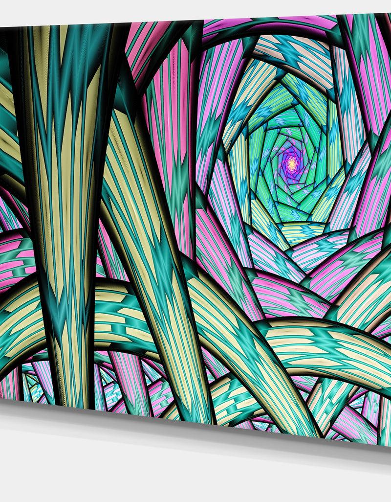 DesignQ Purple Fractal Endless Tunnel - Large Canvas Artwork