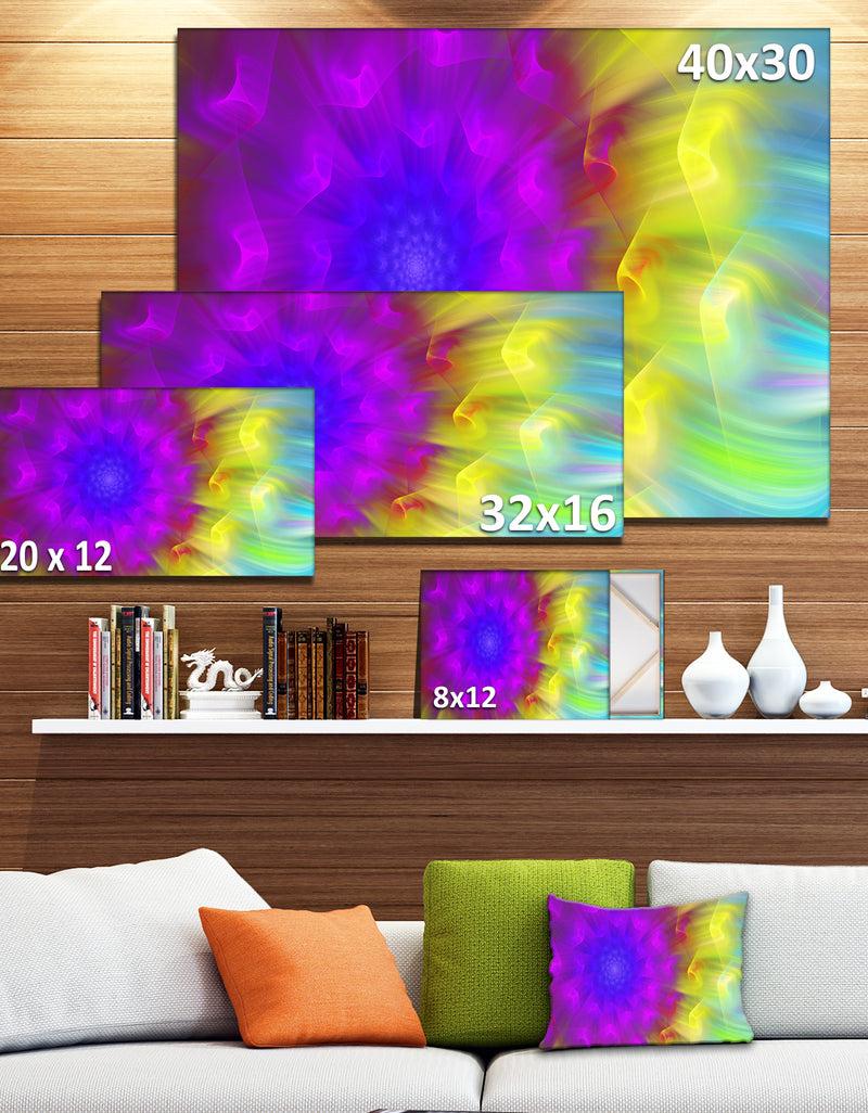 DesignQ Purple Fractal Petals Dandelion - Floral Canvas Wall Art