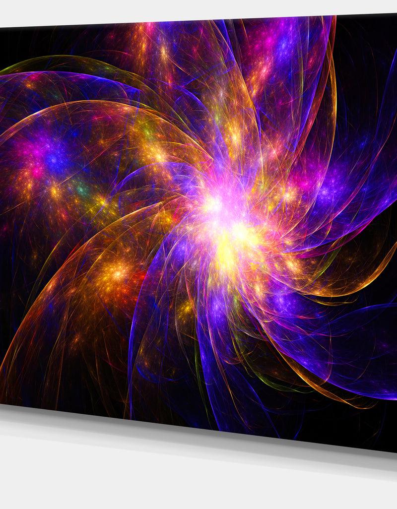 DesignQ Purple Fractal Star Pattern'Extra Large Abstract Canvas Art Print