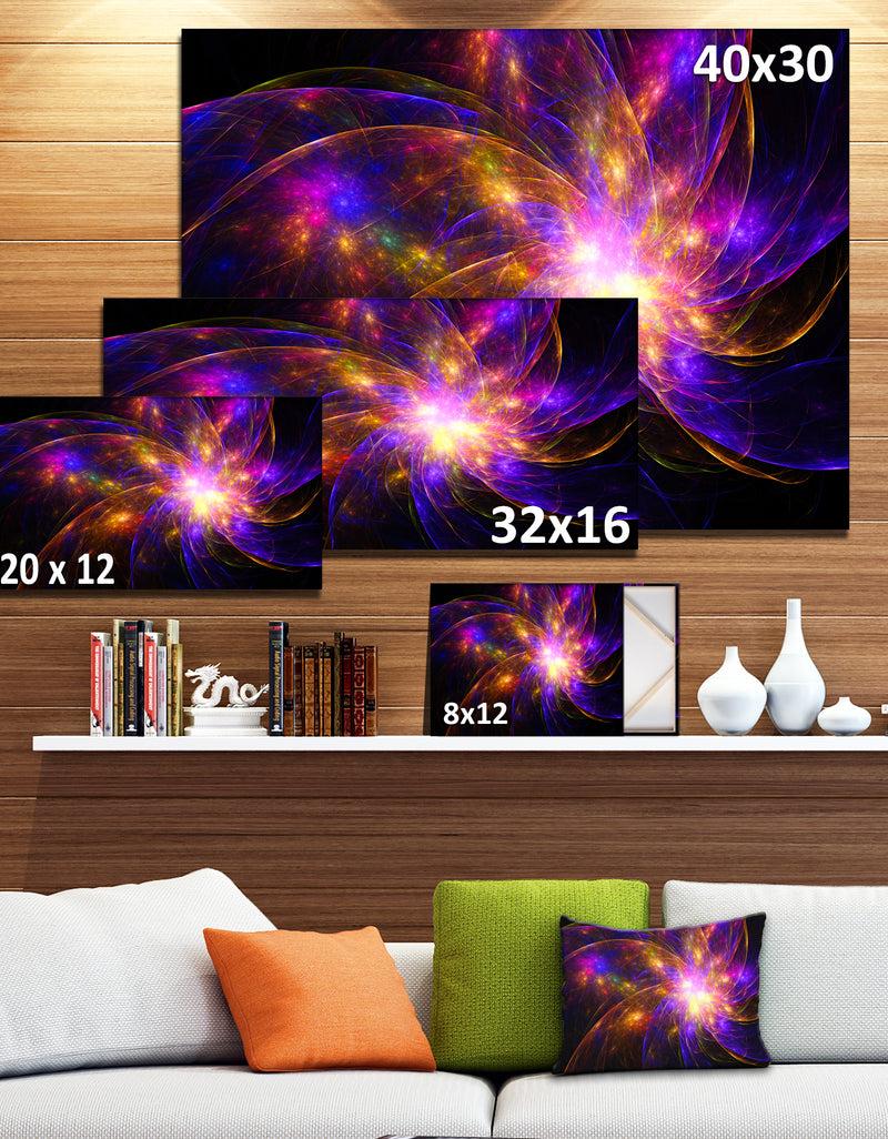 DesignQ Purple Fractal Star Pattern'Extra Large Abstract Canvas Art Print