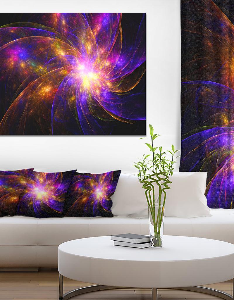 DesignQ Purple Fractal Star Pattern'Extra Large Abstract Canvas Art Print