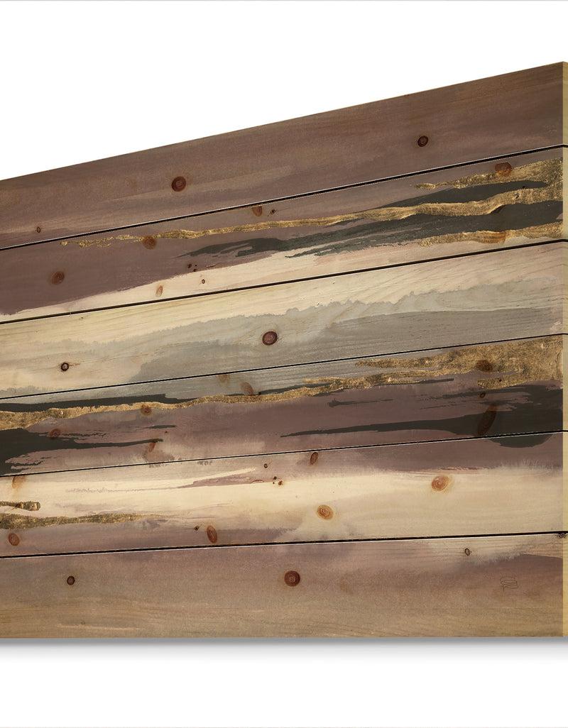 DesignQ Purple Glam Storm I - Glam & Shabby Chic Print On Natural Pine Wood