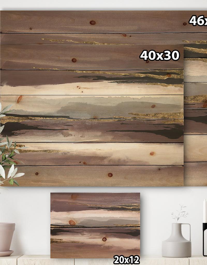 DesignQ Purple Glam Storm I - Glam & Shabby Chic Print On Natural Pine Wood