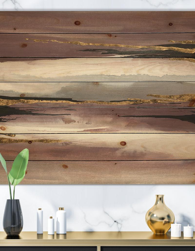 DesignQ Purple Glam Storm I - Glam & Shabby Chic Print on Natural Pine Wood