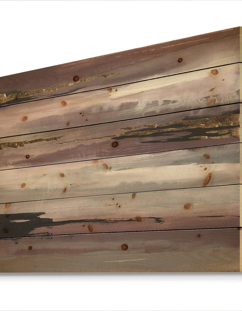 DesignQ Purple Glam Storm II - Glam & Shabby Chic Print On Natural Pine Wood