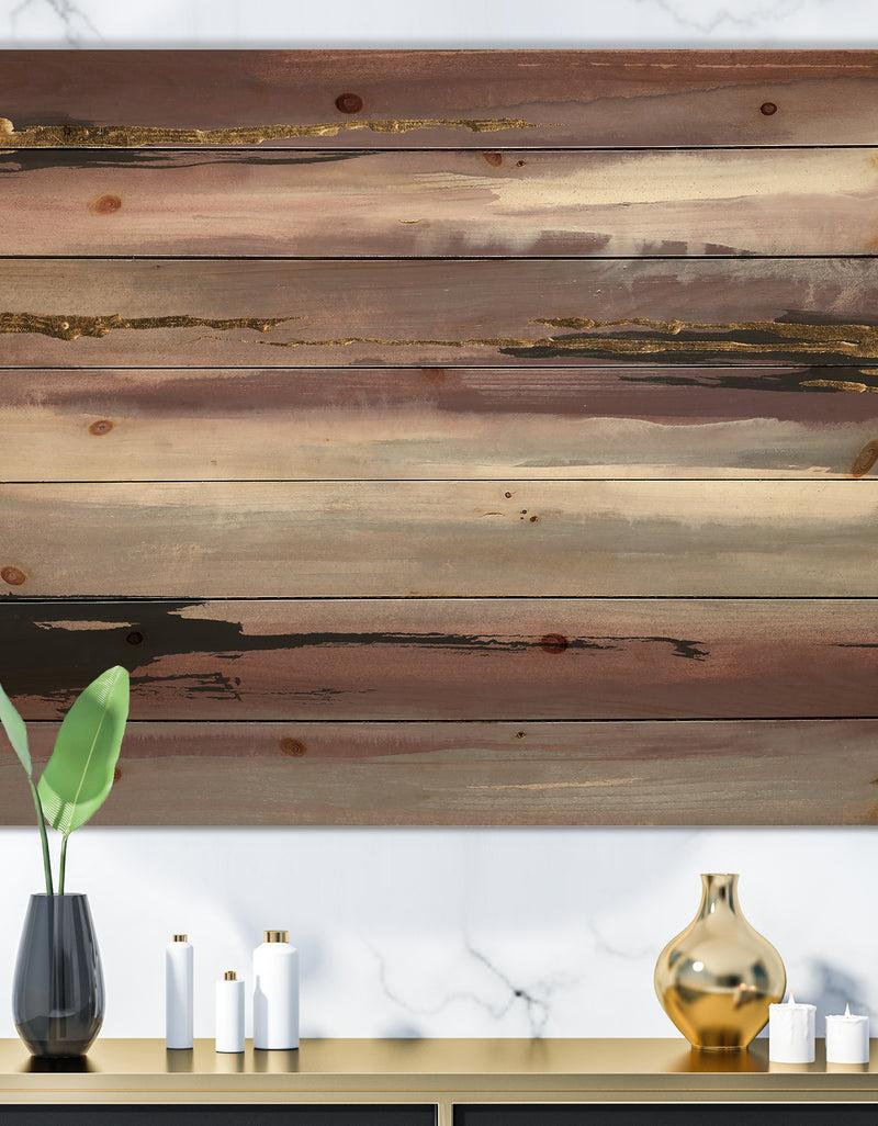 DesignQ Purple Glam Storm II - Glam & Shabby Chic Print on Natural Pine Wood