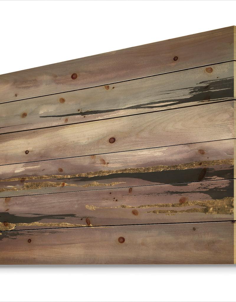 DesignQ Purple Glam Storm III - Glam & Shabby Chic Print On Natural Pine Wood