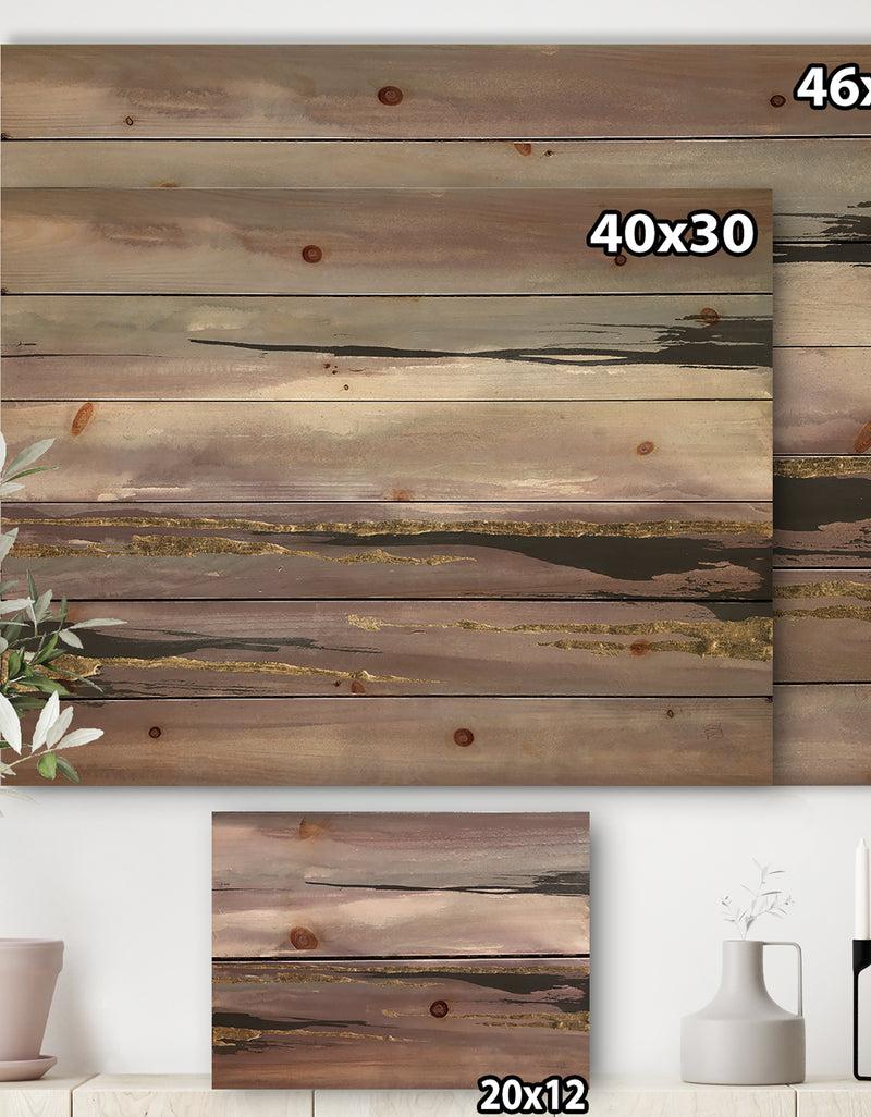 DesignQ Purple Glam Storm III - Glam & Shabby Chic Print On Natural Pine Wood