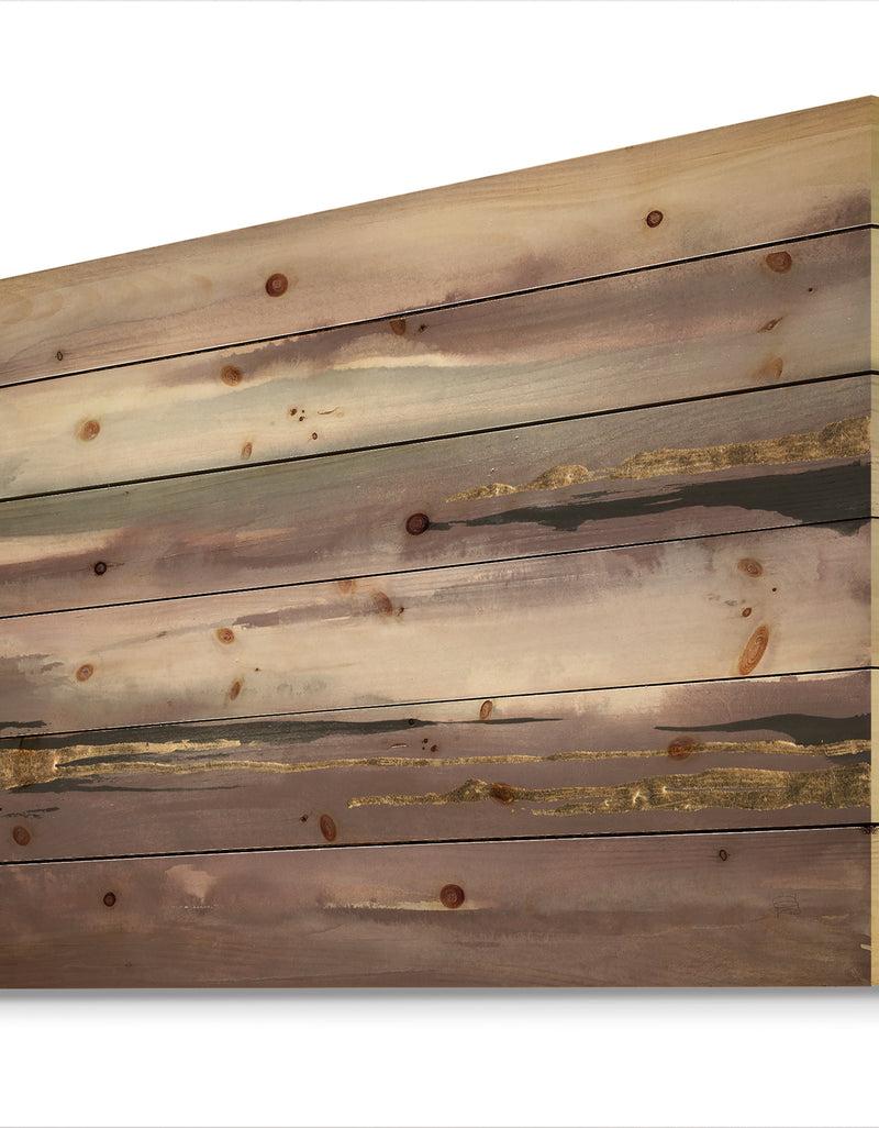 DesignQ Purple Glam Storm IV - Glam & Shabby Chic Print On Natural Pine Wood