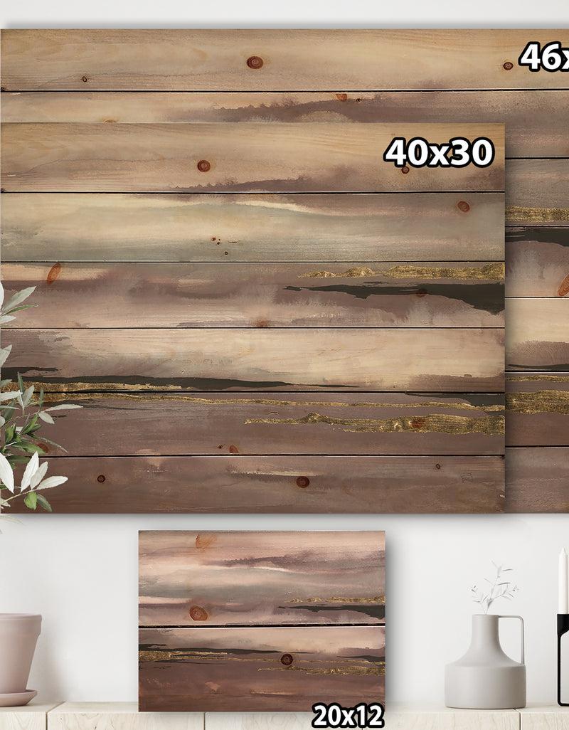 DesignQ Purple Glam Storm IV - Glam & Shabby Chic Print On Natural Pine Wood