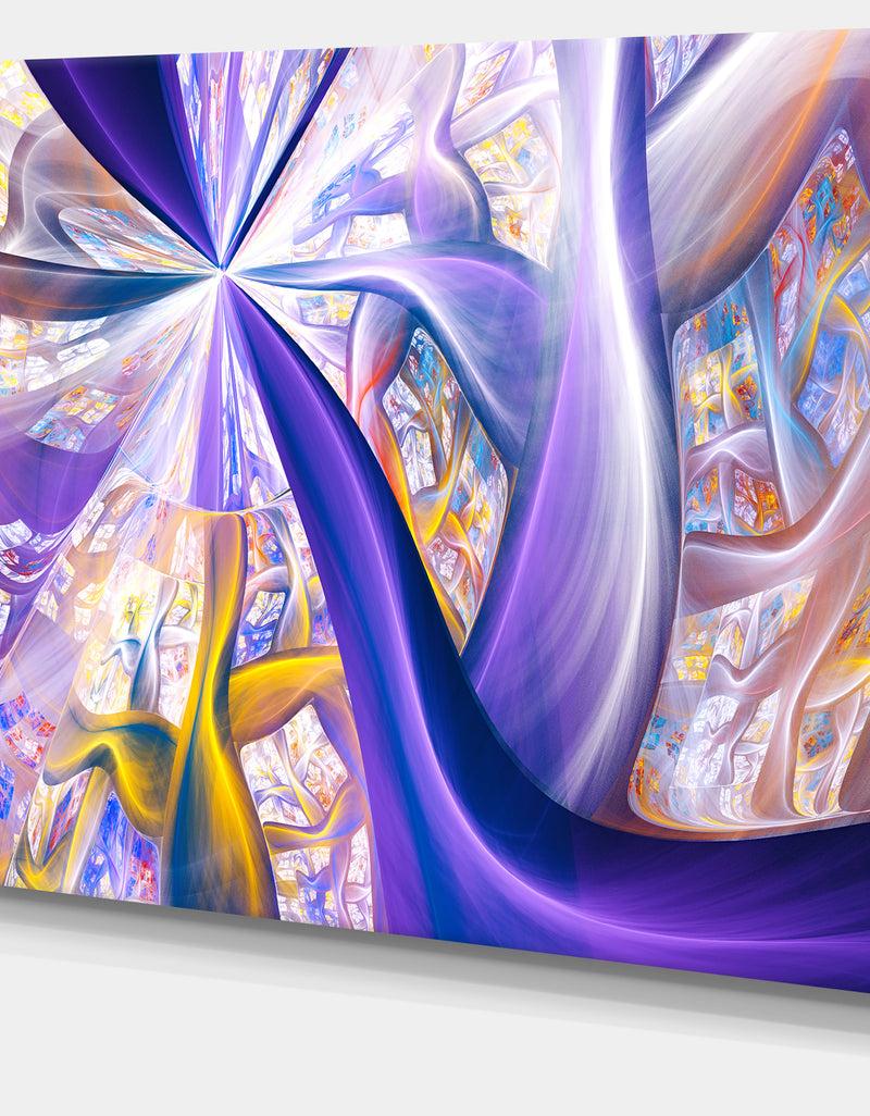 DesignQ Purple Gold Fractal Plant Stems - Extra Large Canvas Art Print