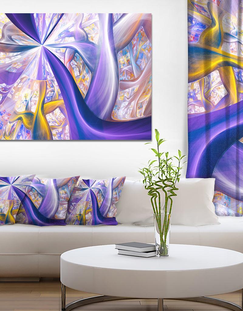 DesignQ Purple Gold Fractal Plant Stems - Extra Large Canvas Art Print