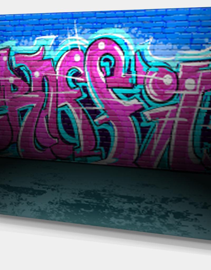 DesignQ Purple Graffiti Wall - Street Art Canvas Art Print