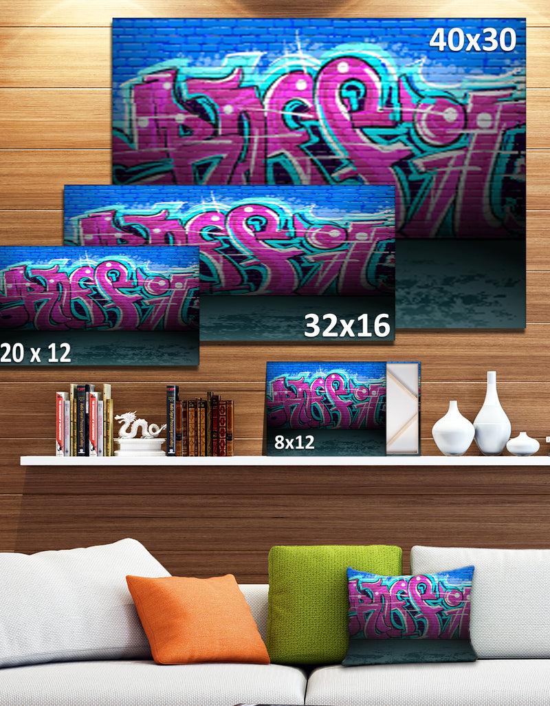 DesignQ Purple Graffiti Wall - Street Art Canvas Art Print