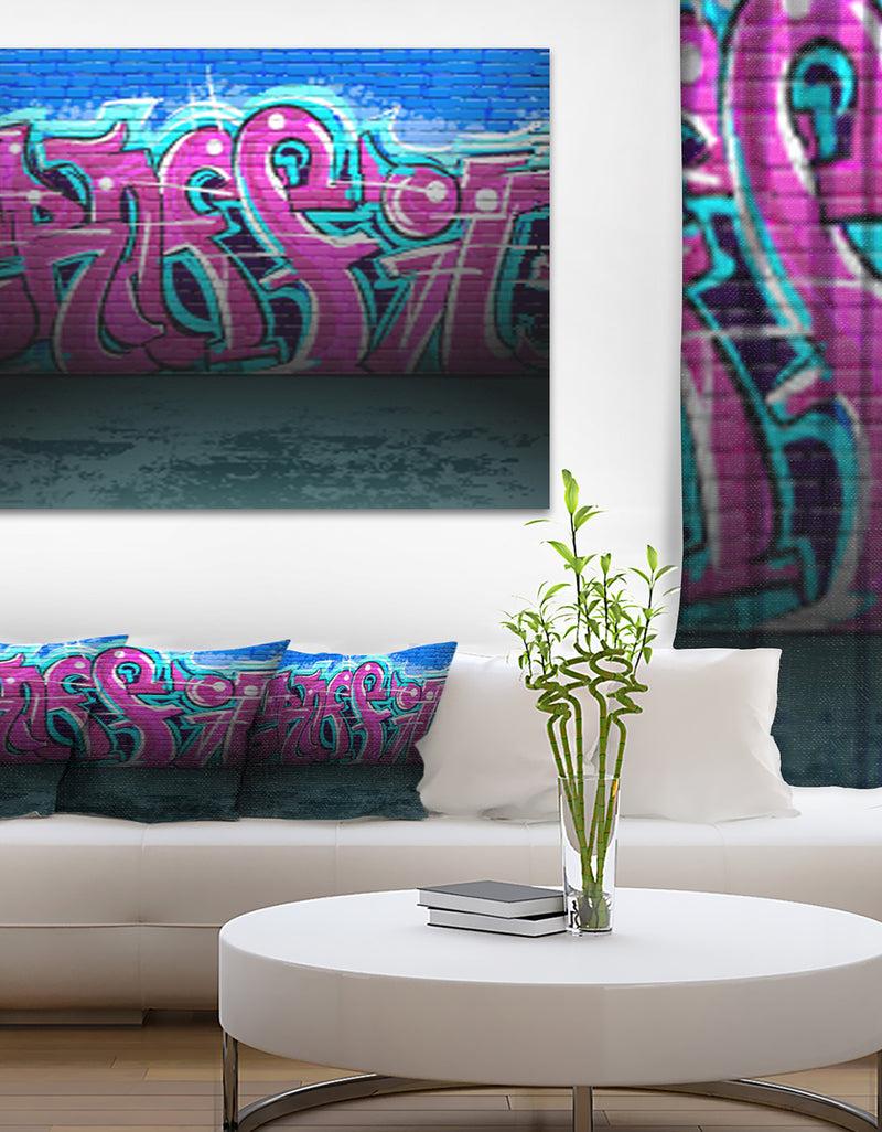 DesignQ Purple Graffiti Wall - Street Art Canvas Art Print