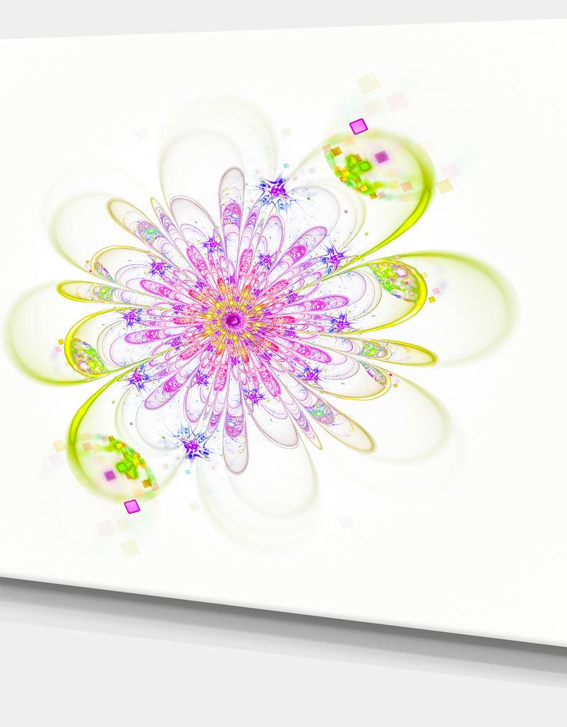 DesignQ Purple Green Glowing Fractal Flower - Floral Canvas Artwork Print