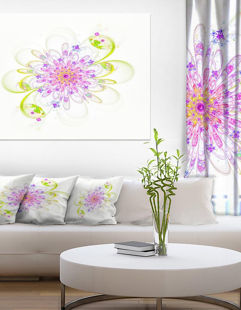 DesignQ Purple Green Glowing Fractal Flower - Floral Canvas Artwork Print