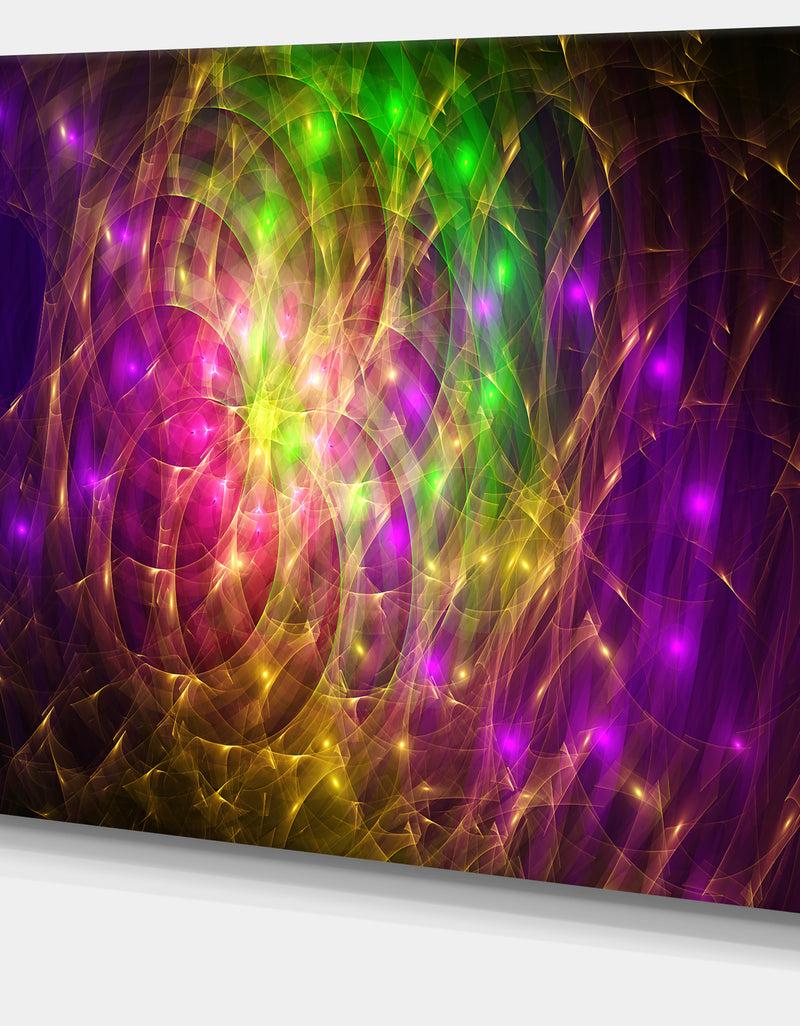 DesignQ Purple Green Symphony Of Colors - Extra Large Abstract Canvas Wall Art