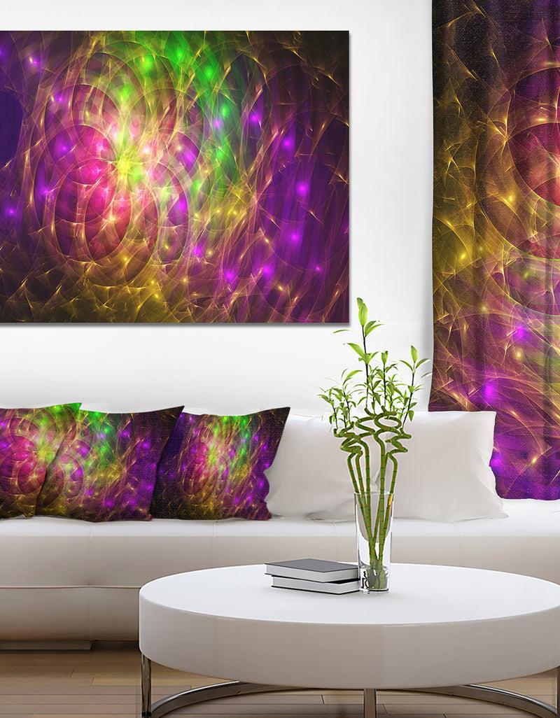 DesignQ Purple Green Symphony of Colors - Extra Large Abstract Canvas Wall Art