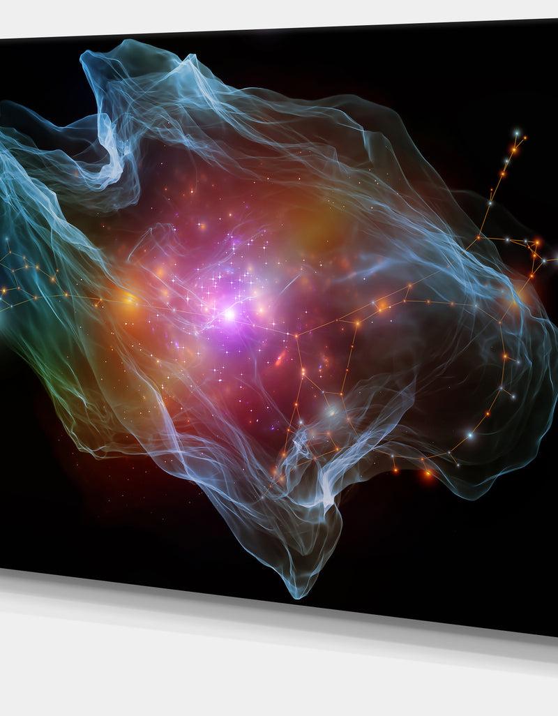 DesignQ Purple Lights Of Network - Abstract Digital Art Canvas Print