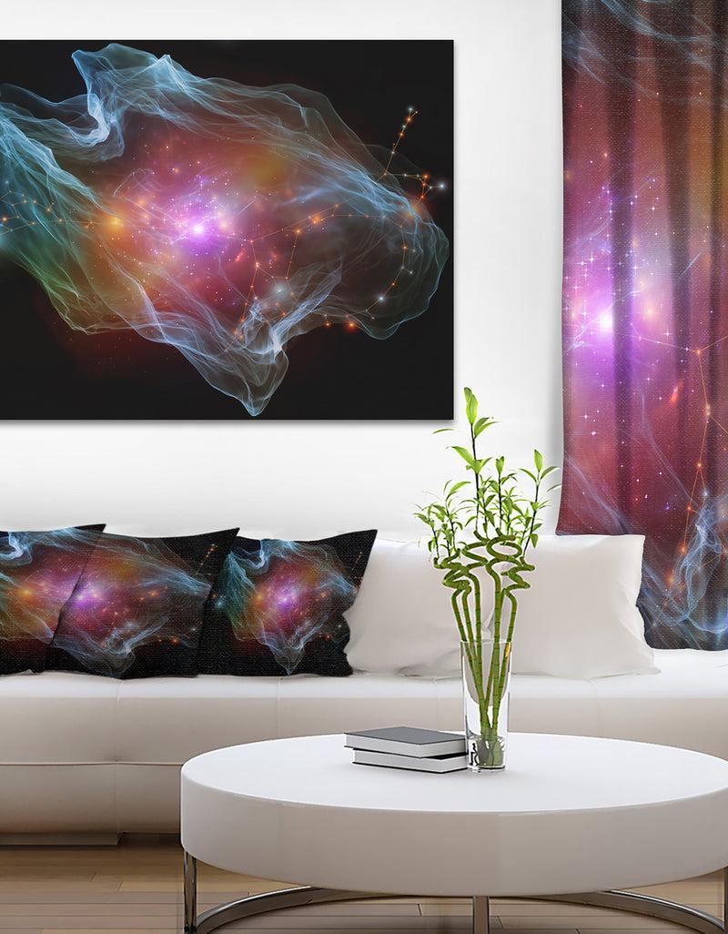 DesignQ Purple Lights of Network - Abstract Digital Art Canvas Print