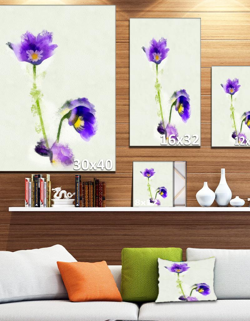DesignQ Purple Liverleaf Flower Watercolor - Extra Large Floral Canvas Art