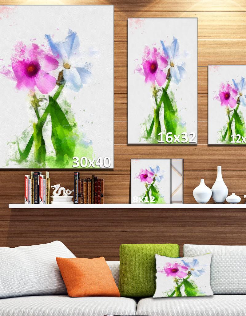DesignQ Purple Mallow And Blue Chamomile - Extra Large Floral Canvas Art