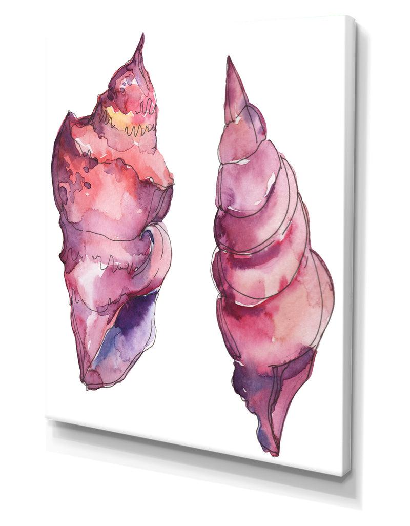 DesignQ Purple Marine Tropical Seashell - Cottage Canvas Wall Art