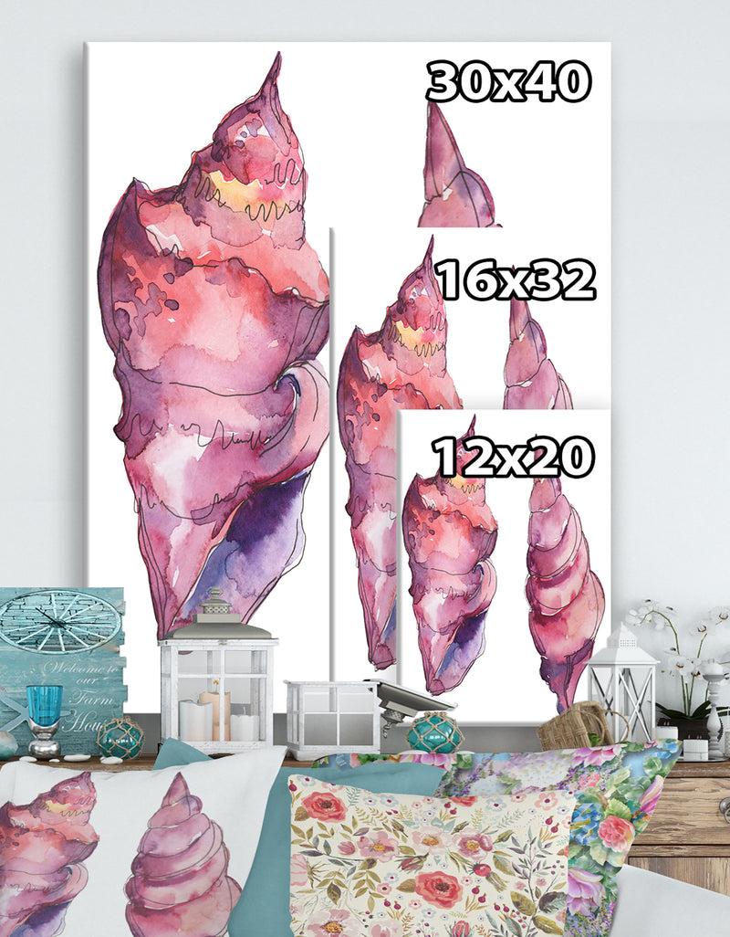 DesignQ Purple Marine Tropical Seashell - Cottage Canvas Wall Art