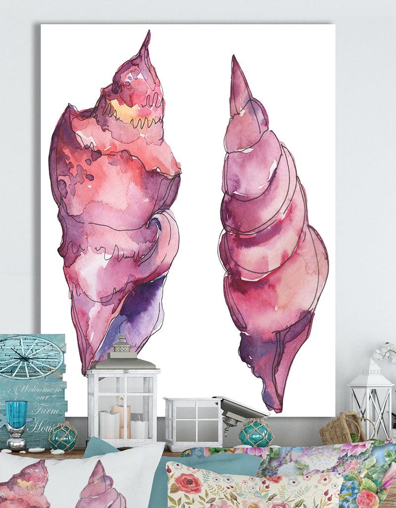 DesignQ Purple marine tropical seashell - Cottage Canvas Wall Art