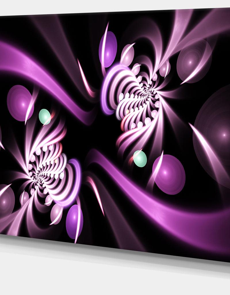 DesignQ Purple On Black 3D Surreal Art - Extra Large Floral Wall Art On Canvas