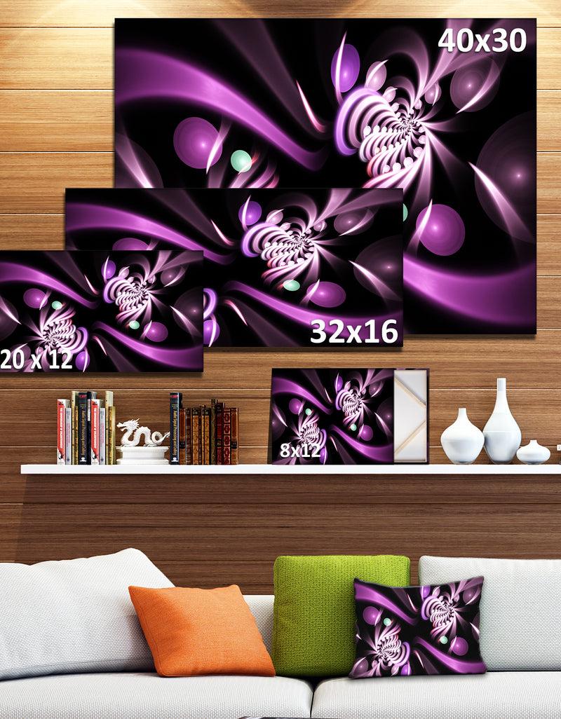 DesignQ Purple On Black 3D Surreal Art - Extra Large Floral Wall Art On Canvas
