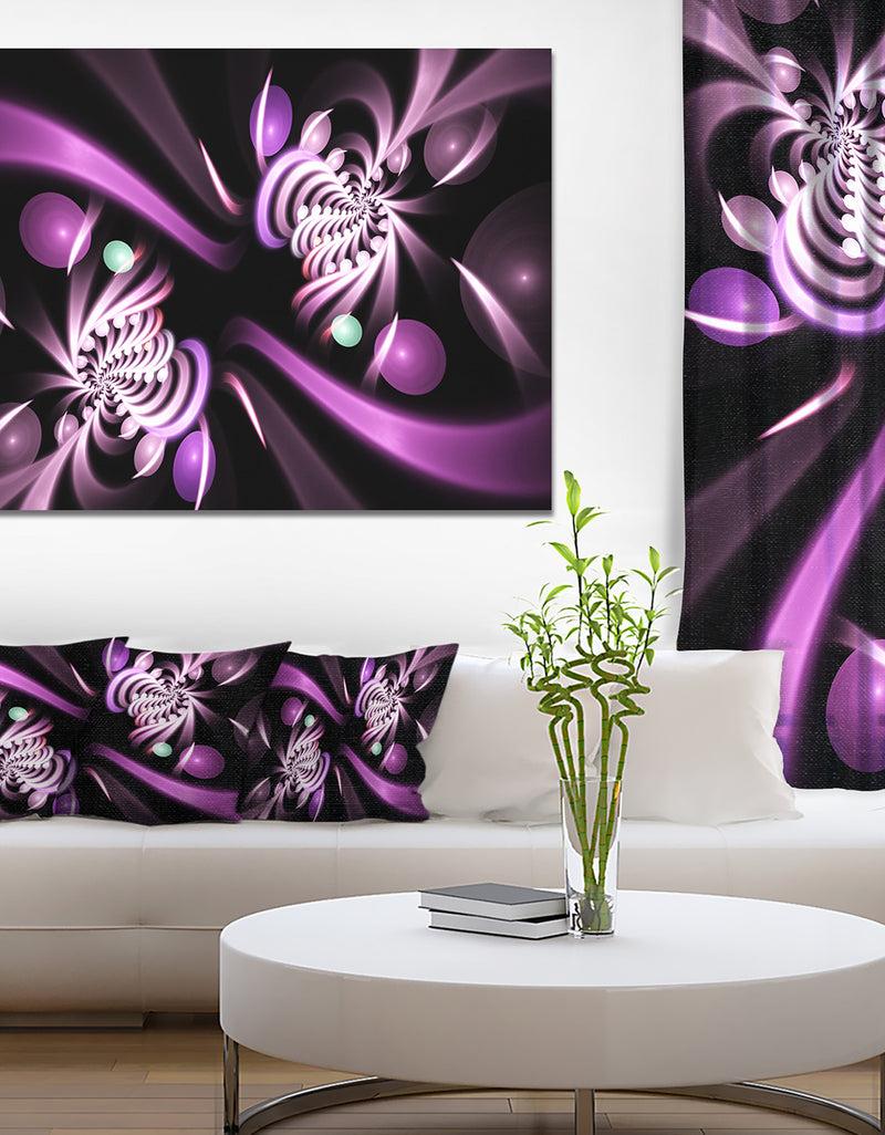 DesignQ Purple on Black 3D Surreal Art - Extra Large Floral Wall Art on Canvas