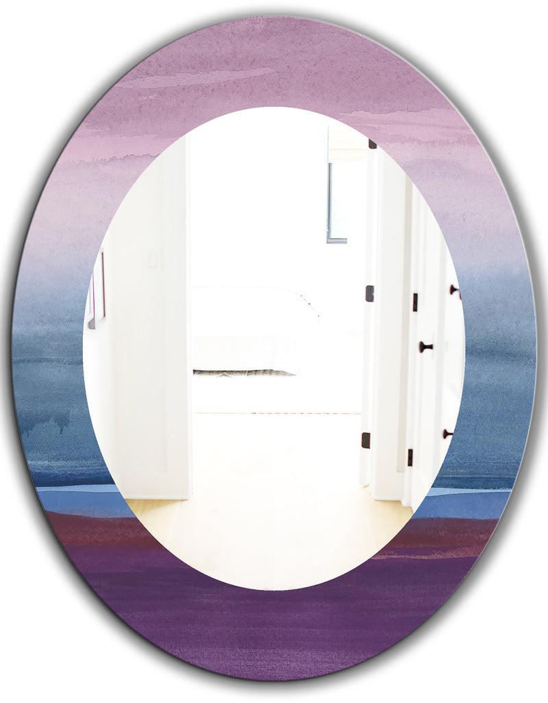 DesignQ Purple Rock Landscape III - Farmhouse Mirror - Frameless Oval Or Round Wall Mirror